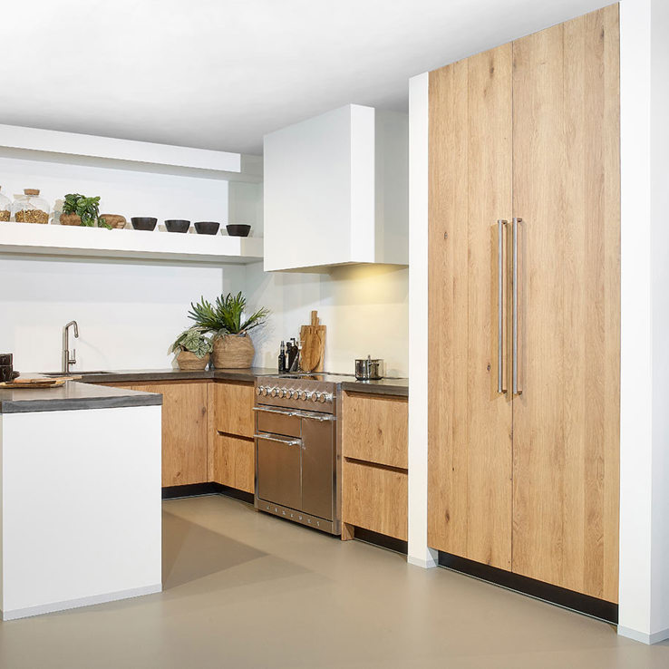Moderne houten u-keuken